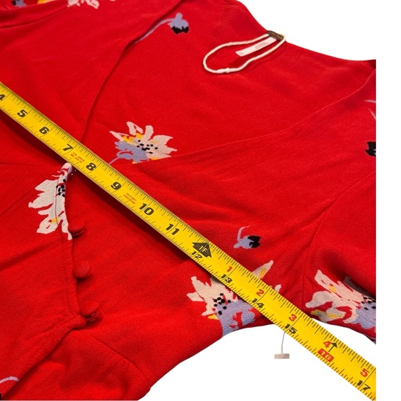 Free People "Time On My Side" Red Floral Print Wrap Dress - Picture 6 of 7